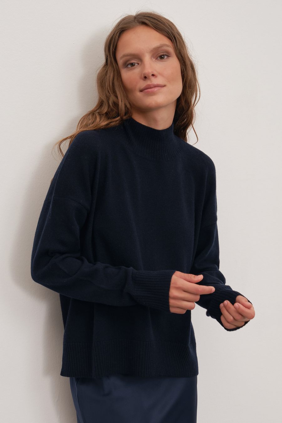 Mock Neck Cashmere Merino Triko