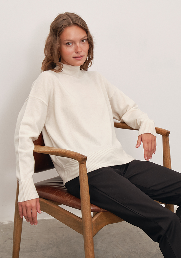 Mock Neck Cashmere Merino Triko