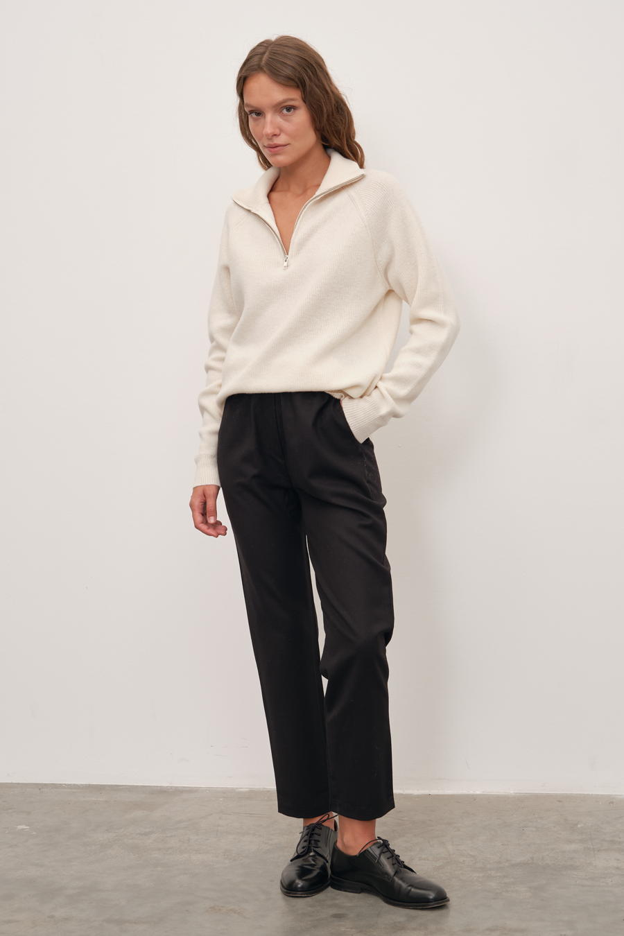 Yarım Fermuarlı Unisex Merino Triko
