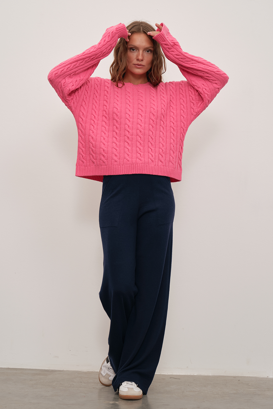 Cable Knit Crop Merino Triko