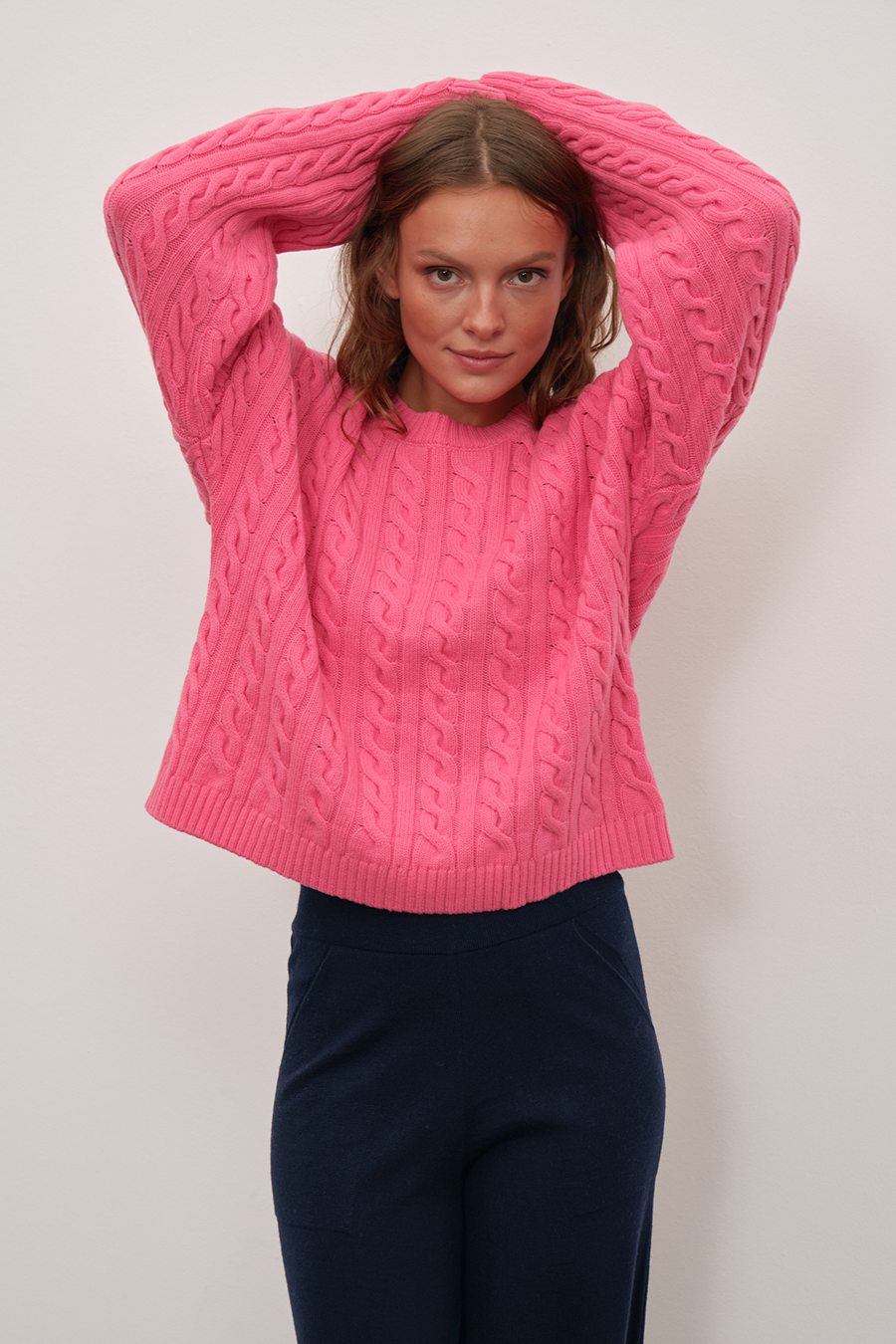 Cable Knit Crop Merino Triko