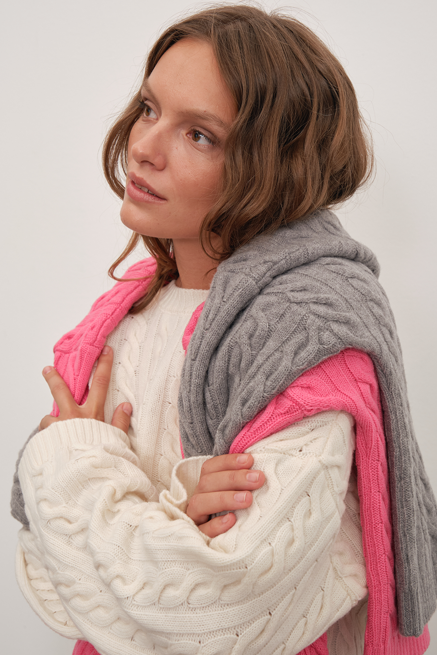 Cable Knit Crop Merino Triko