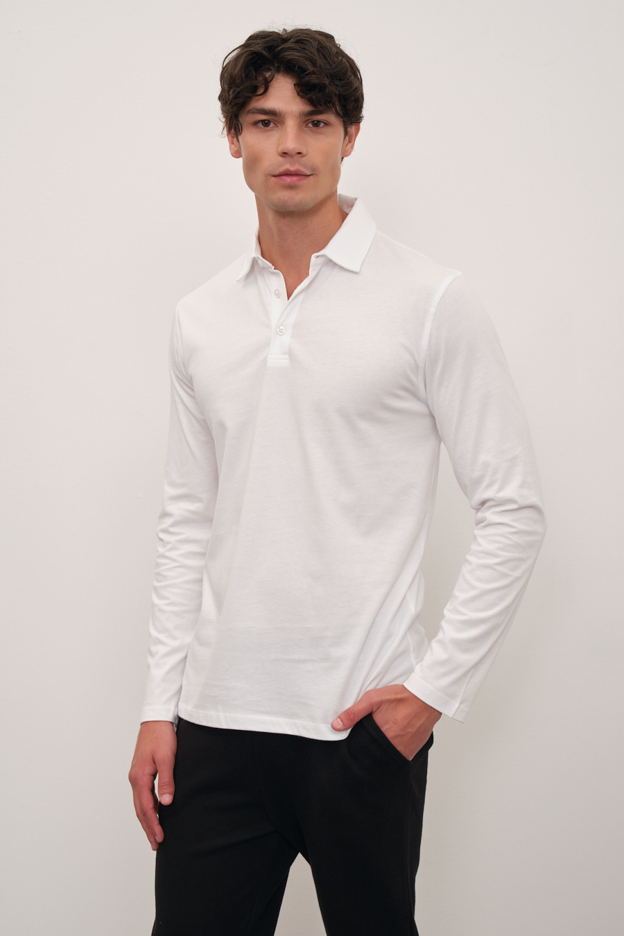 Polo Yakalı Midweight Brushed Cotton T-shirt