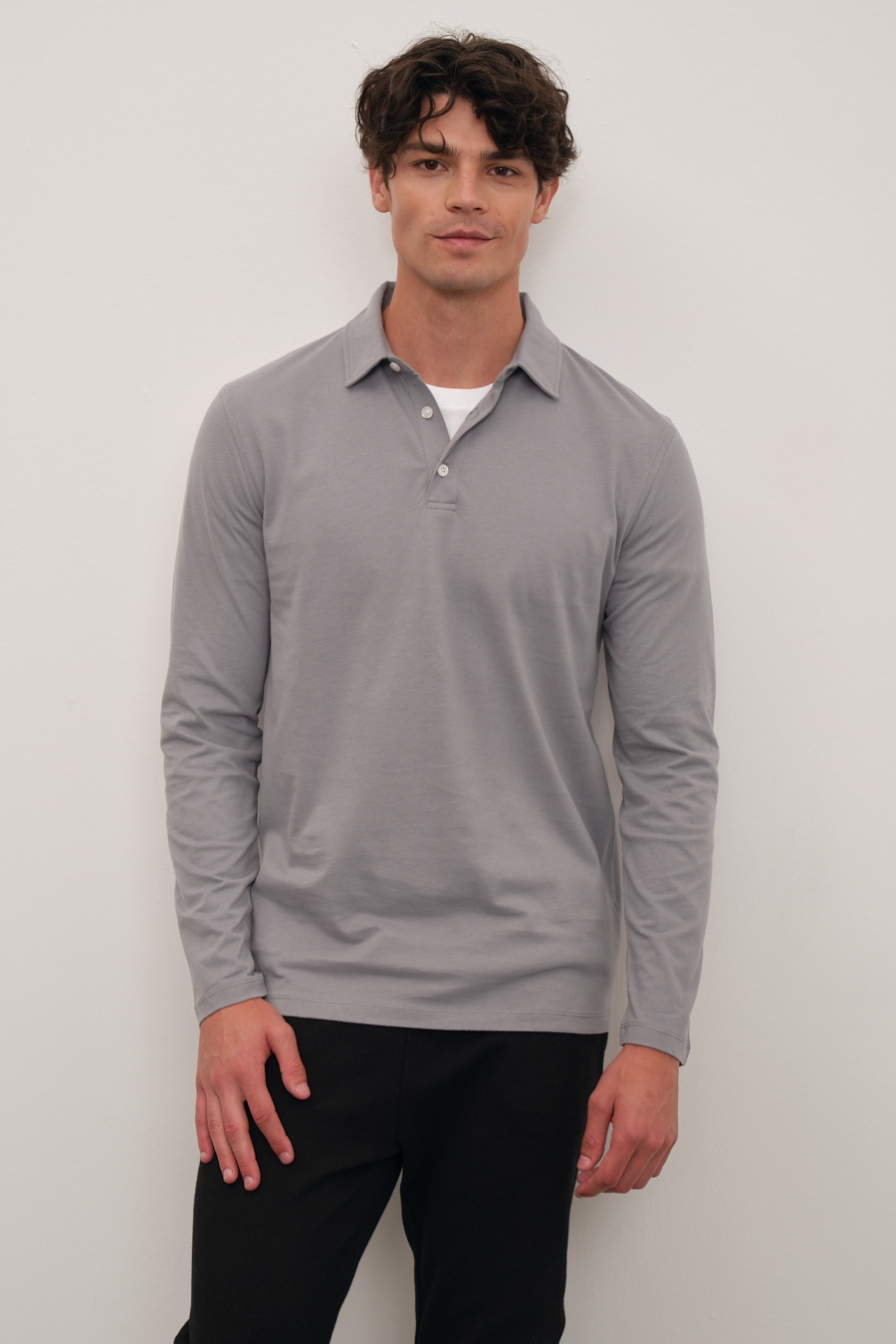 Polo Yakalı Midweight Brushed Cotton T-shirt