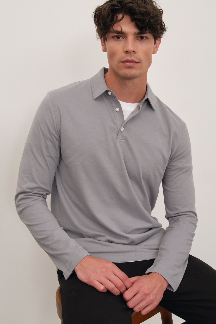 Polo Yakalı Midweight Brushed Cotton T-shirt