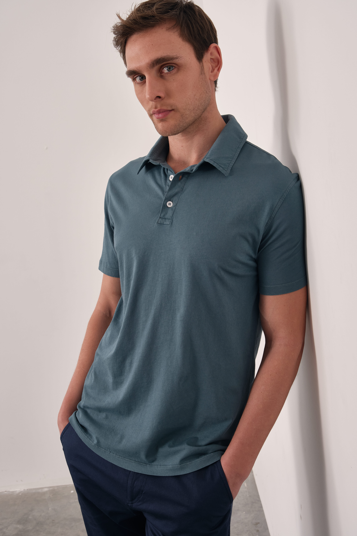 Garment-Dyed Cotton Polo Yakalı T-shirt