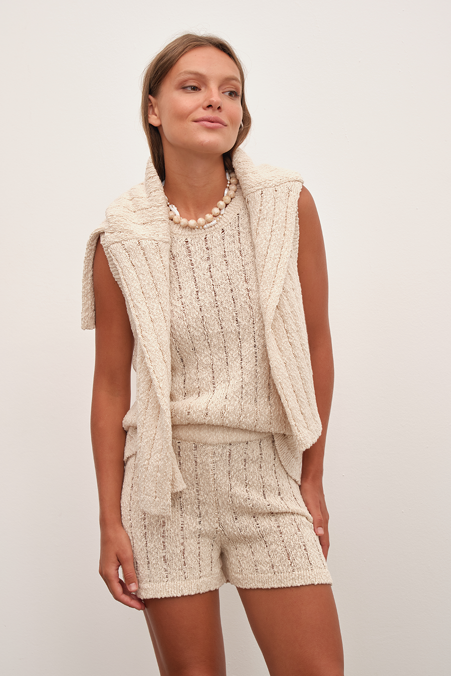 Organik Cotton Kroşe Triko Short