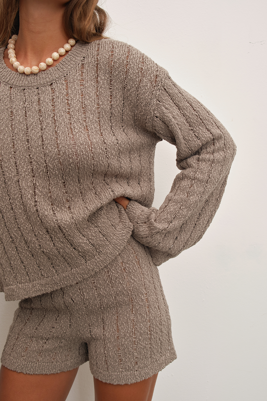 Organik Cotton Kroşe Crop Triko