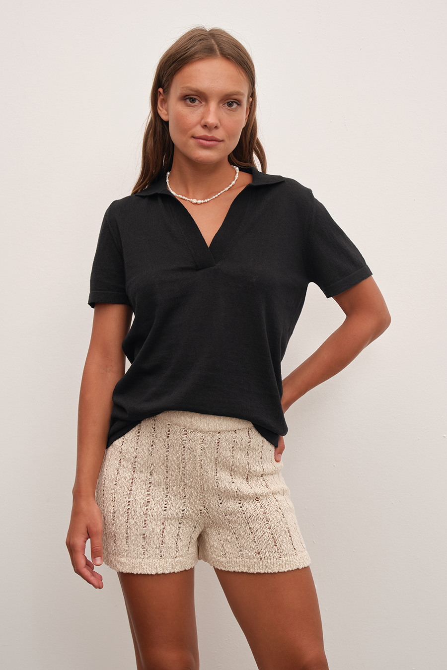 Organik Cotton Kroşe Triko Short
