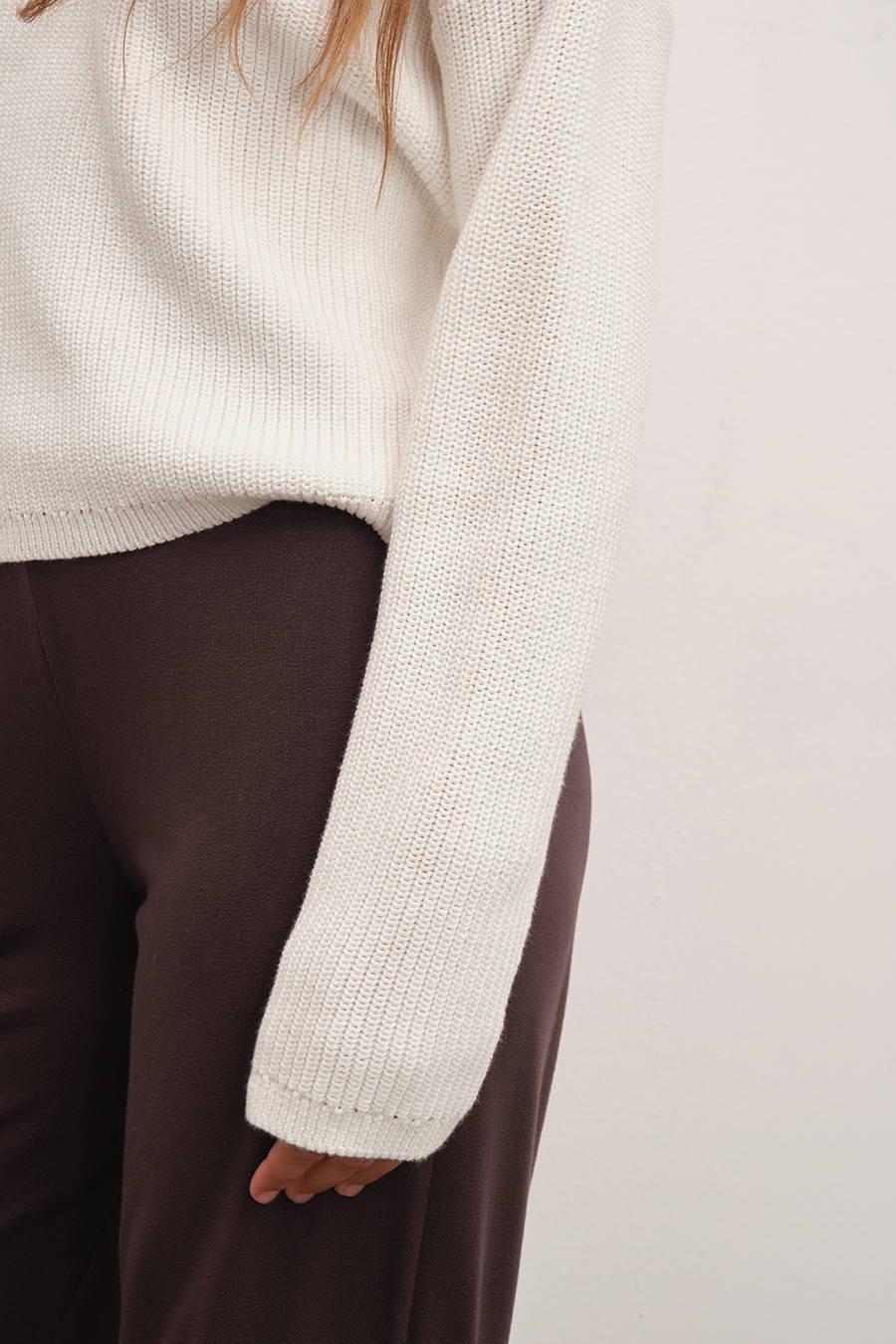 Organik Cotton Selanik Örgülü Crop Triko