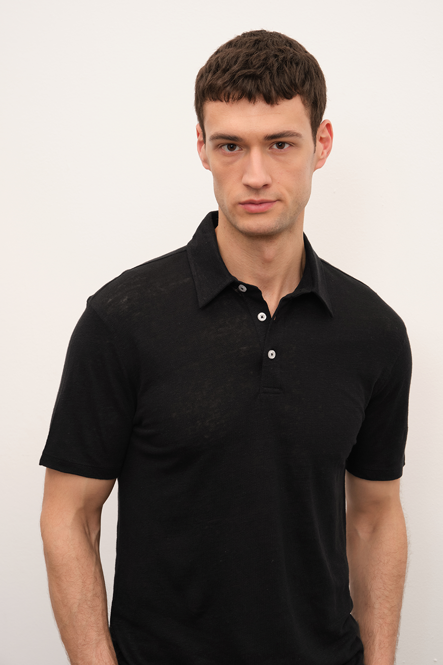 Polo Yakalı Cotton Linen T-shirt