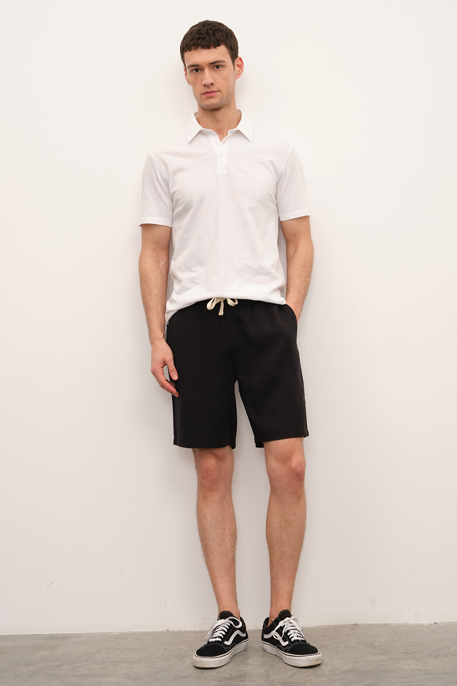 Polo Yakalı Cotton Linen T-shirt