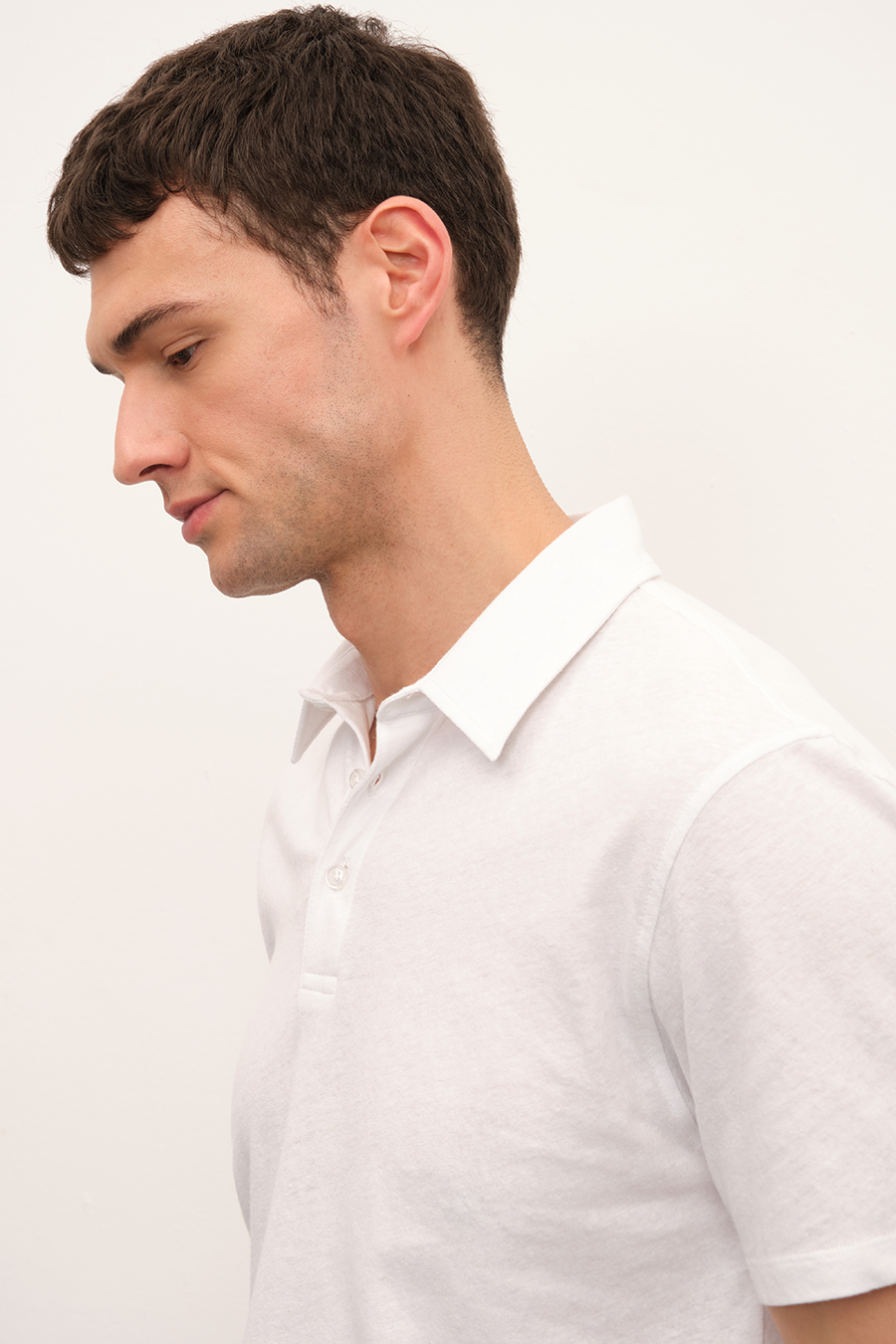 Polo Yakalı Cotton Linen T-shirt