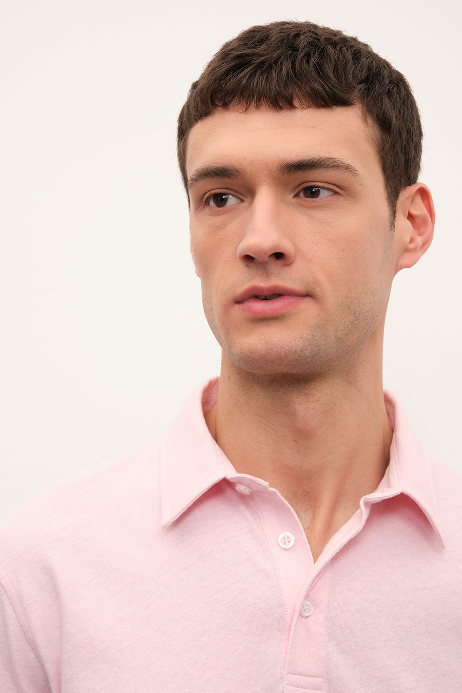 Polo Yakalı Cotton Linen T-shirt