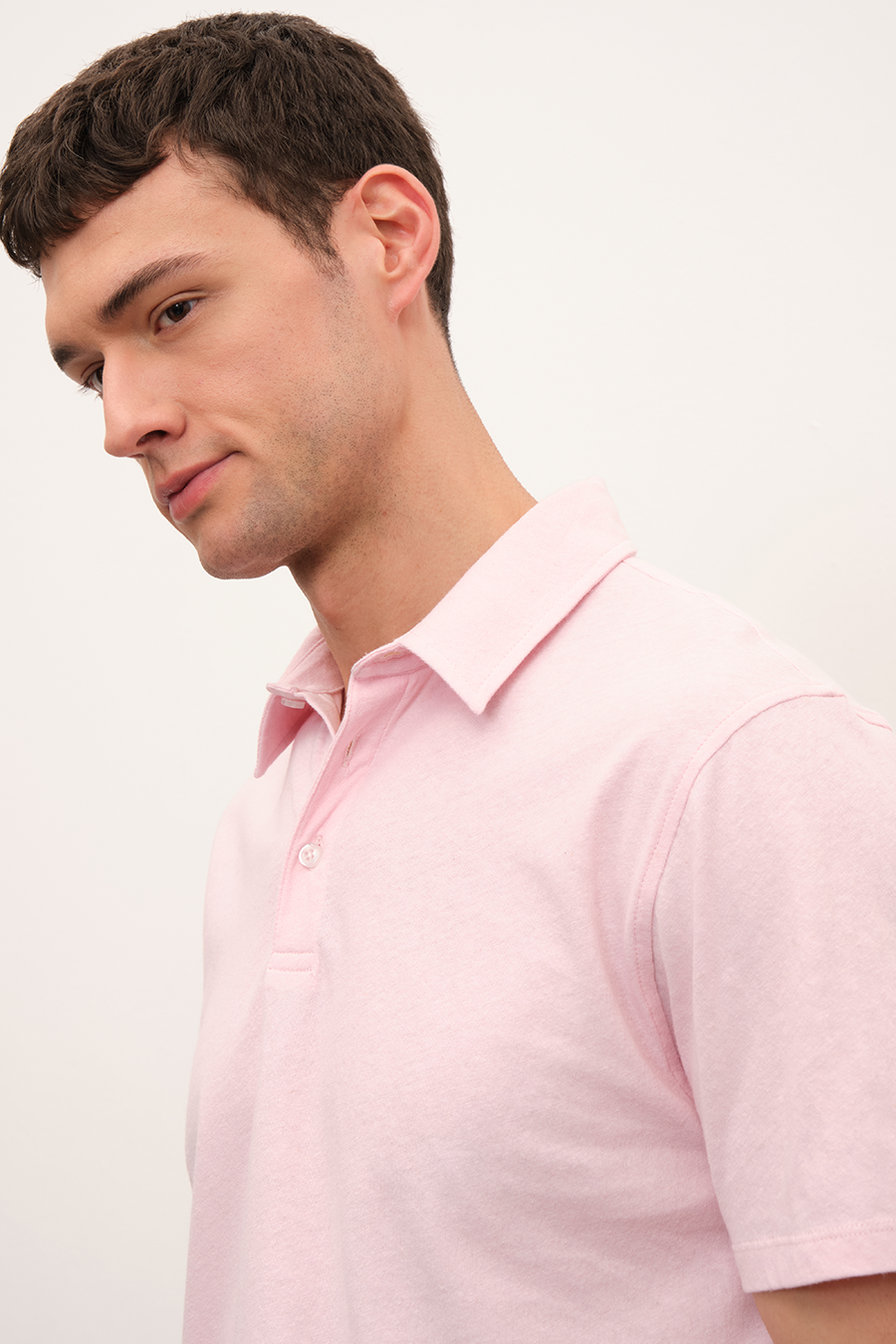 Polo Yakalı Cotton Linen T-shirt