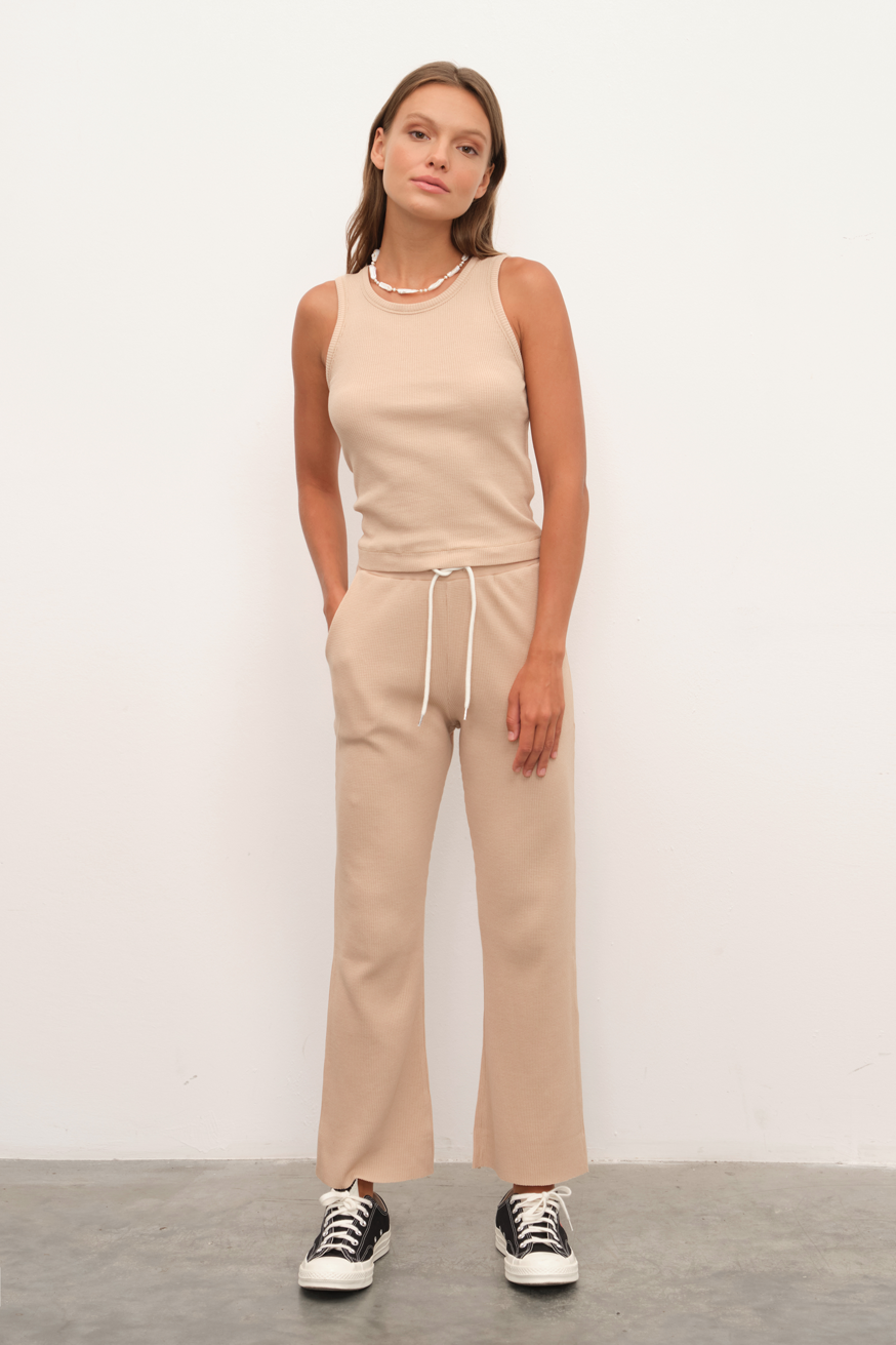 Waffle Cotton Crop Flare Eşofman Altı