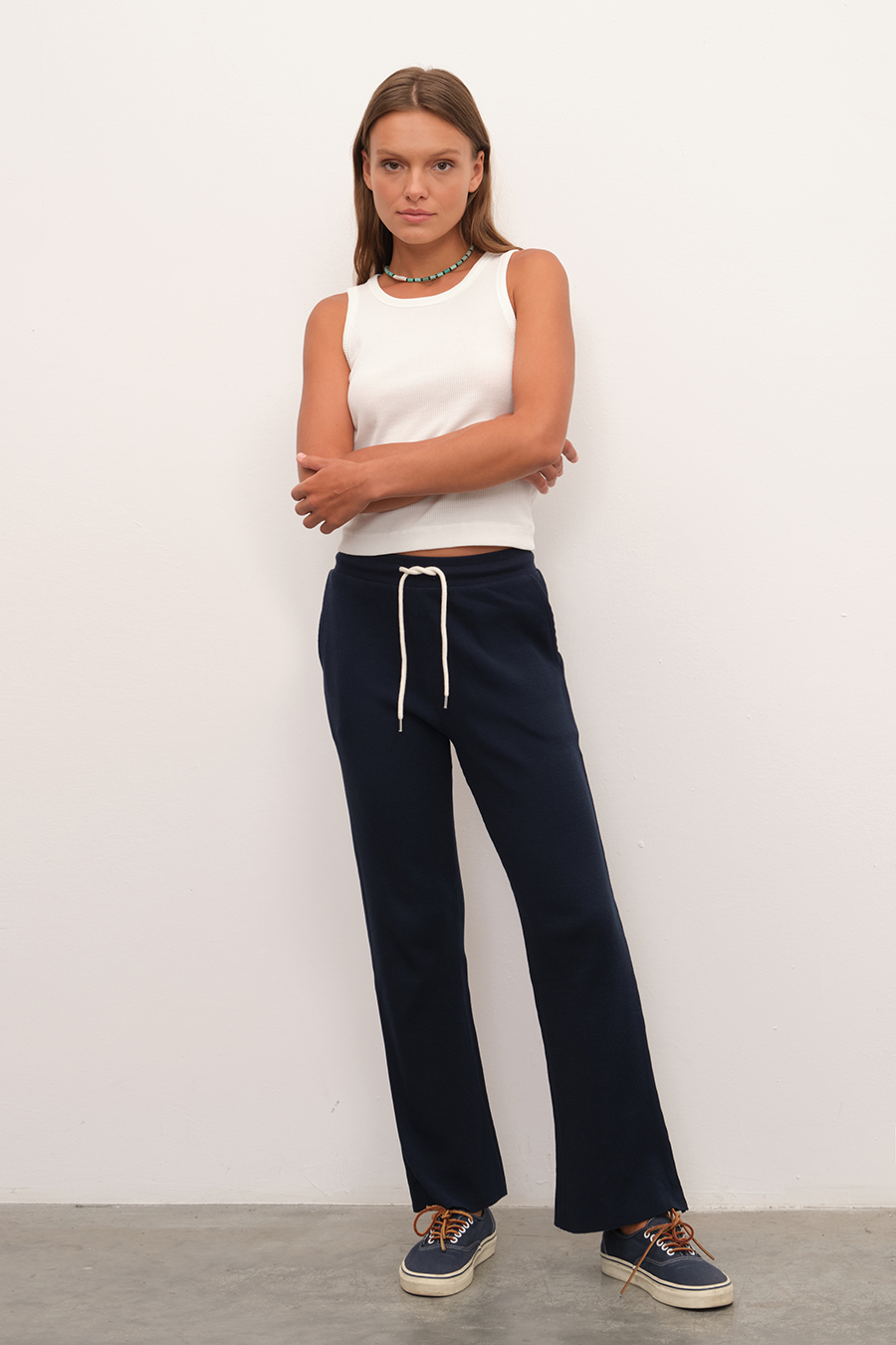 Waffle Cotton Crop Flare Eşofman Altı
