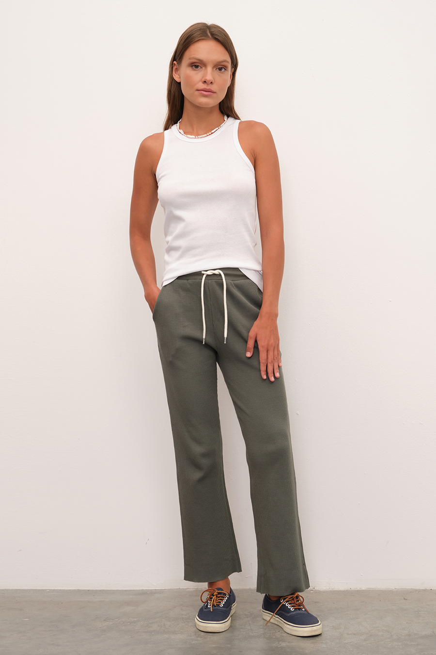 Waffle Cotton Crop Flare Eşofman Altı