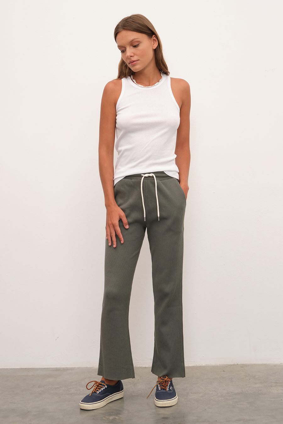 Waffle Cotton Crop Flare Eşofman Altı