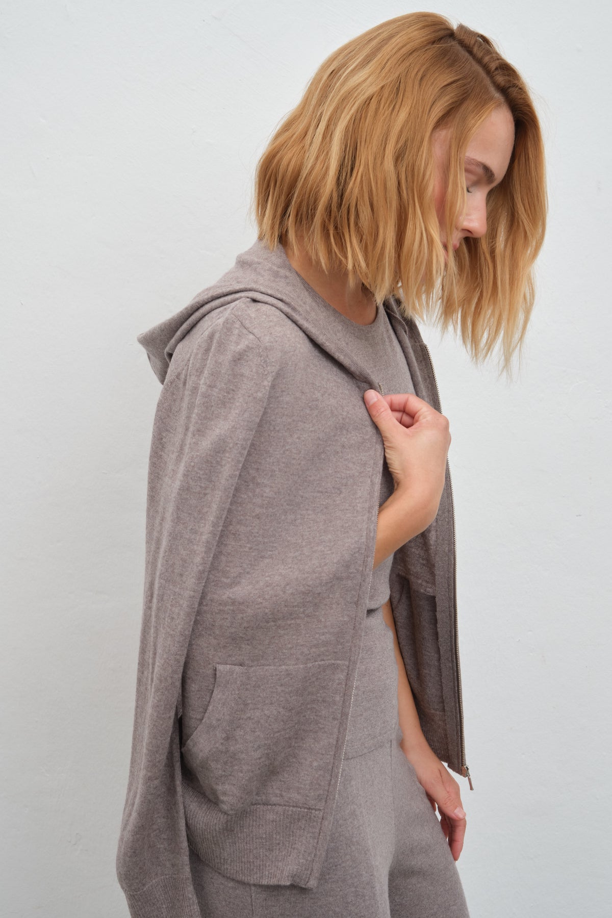 Fermuarlı Lightweight Merino Fitted Hoodie