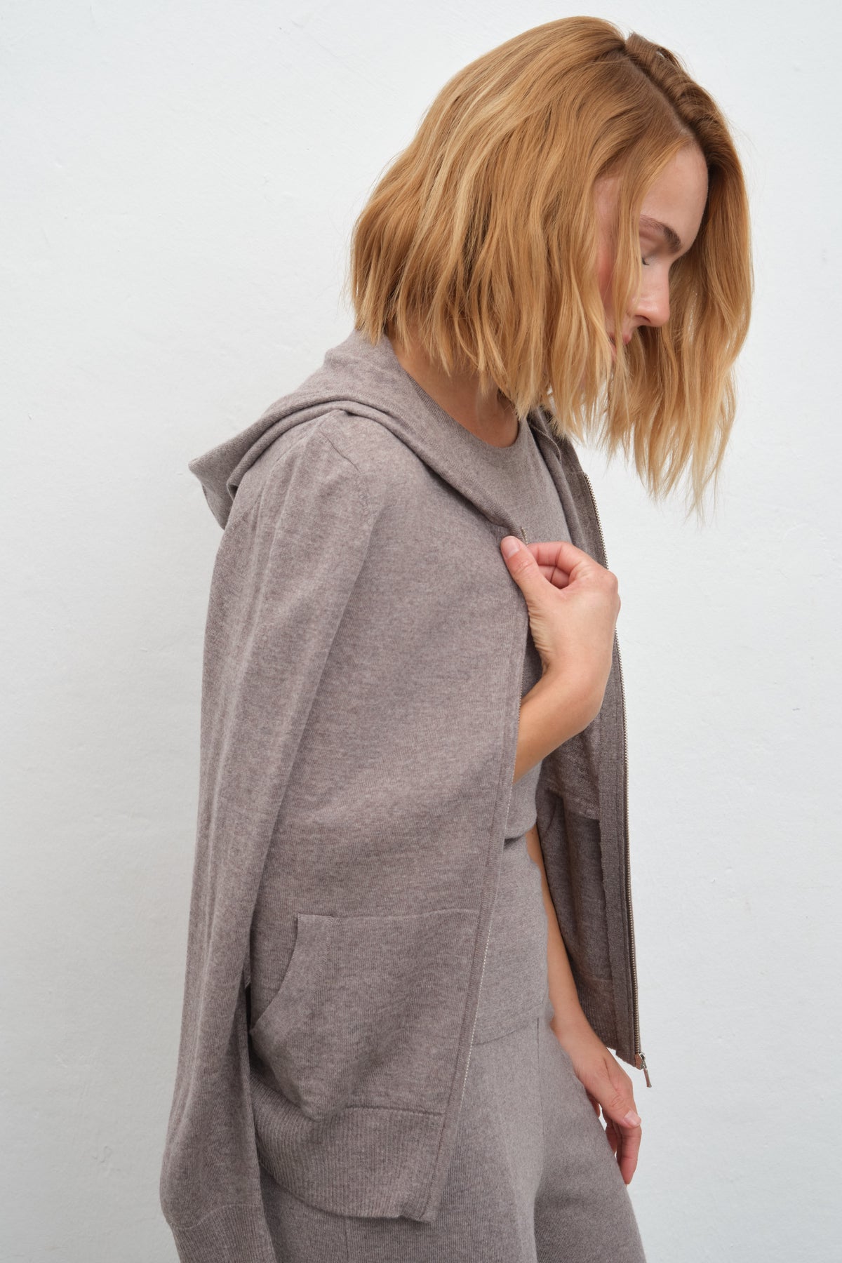 Fermuarlı Lightweight Merino Fitted Hoodie