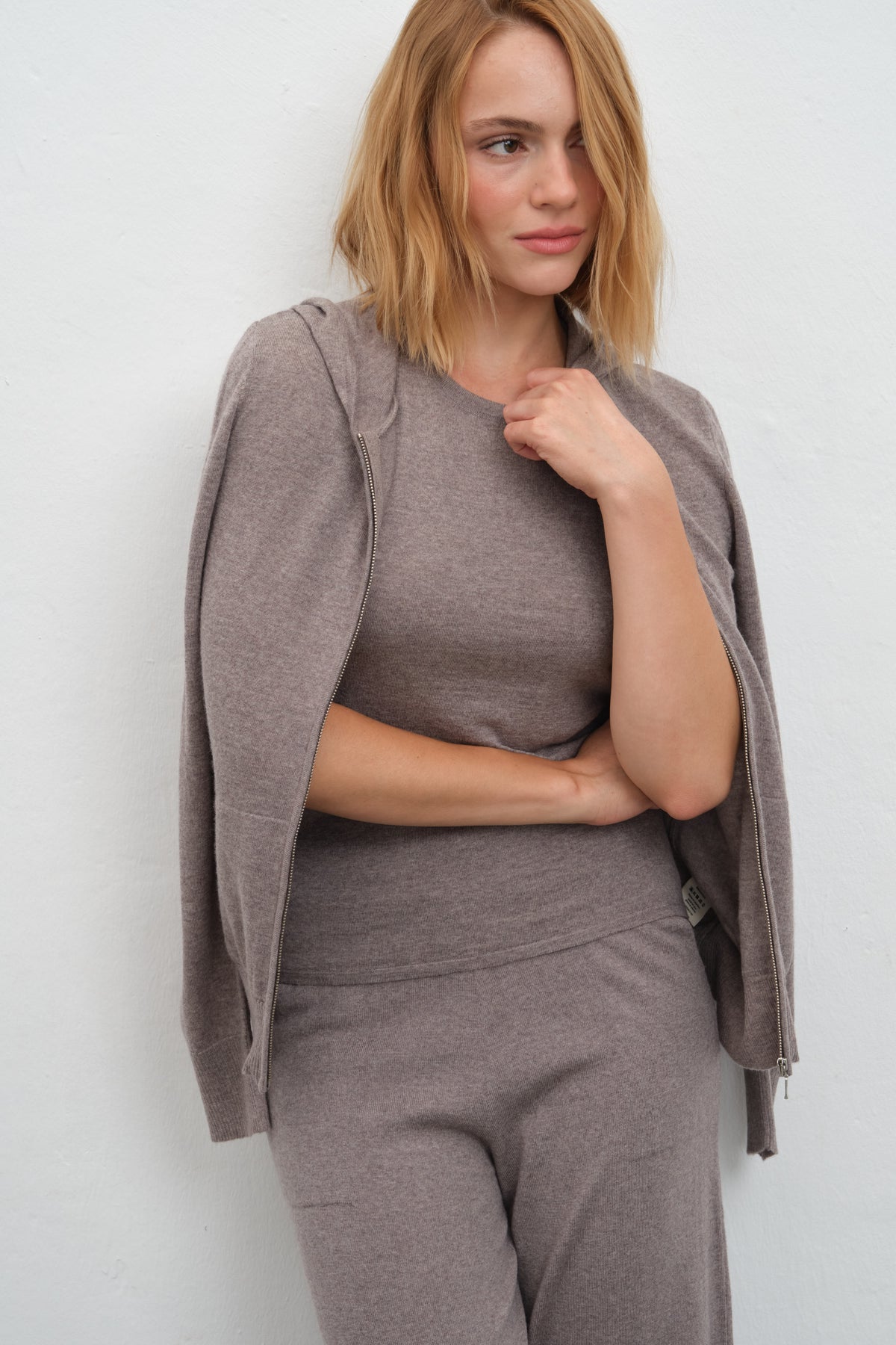 Fermuarlı Lightweight Merino Fitted Hoodie