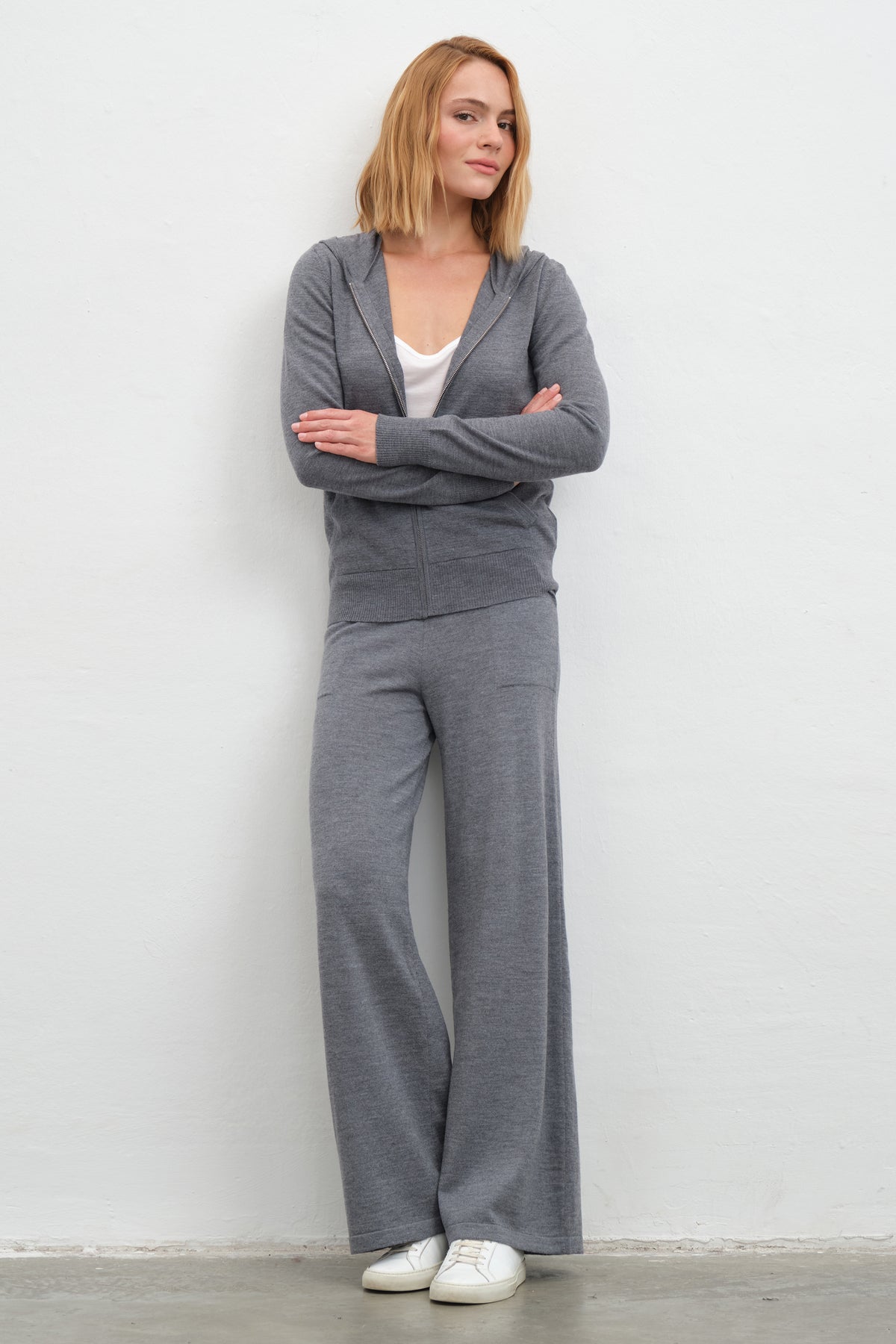 Fermuarlı Lightweight Merino Fitted Hoodie
