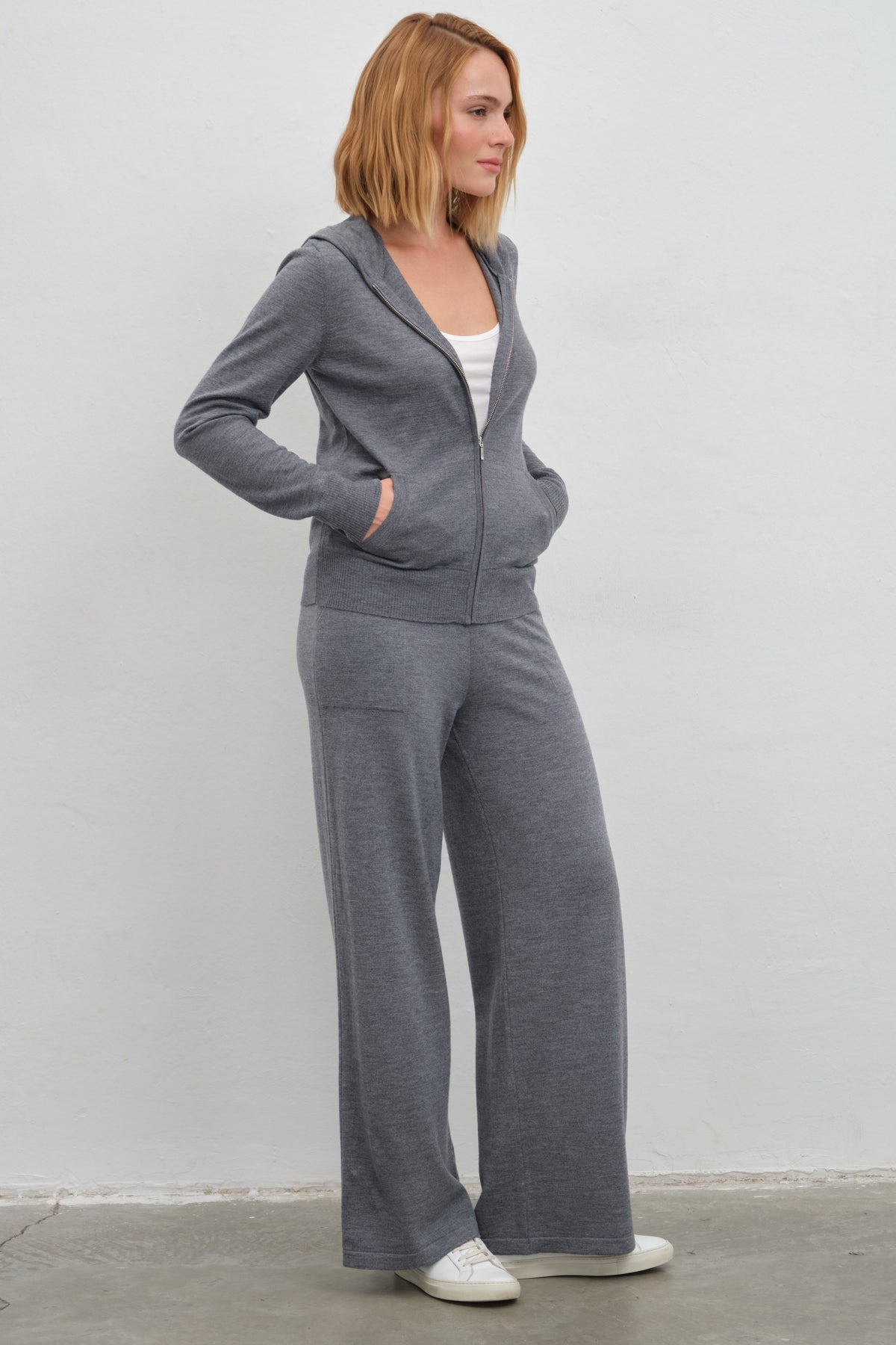 Fermuarlı Lightweight Merino Fitted Hoodie