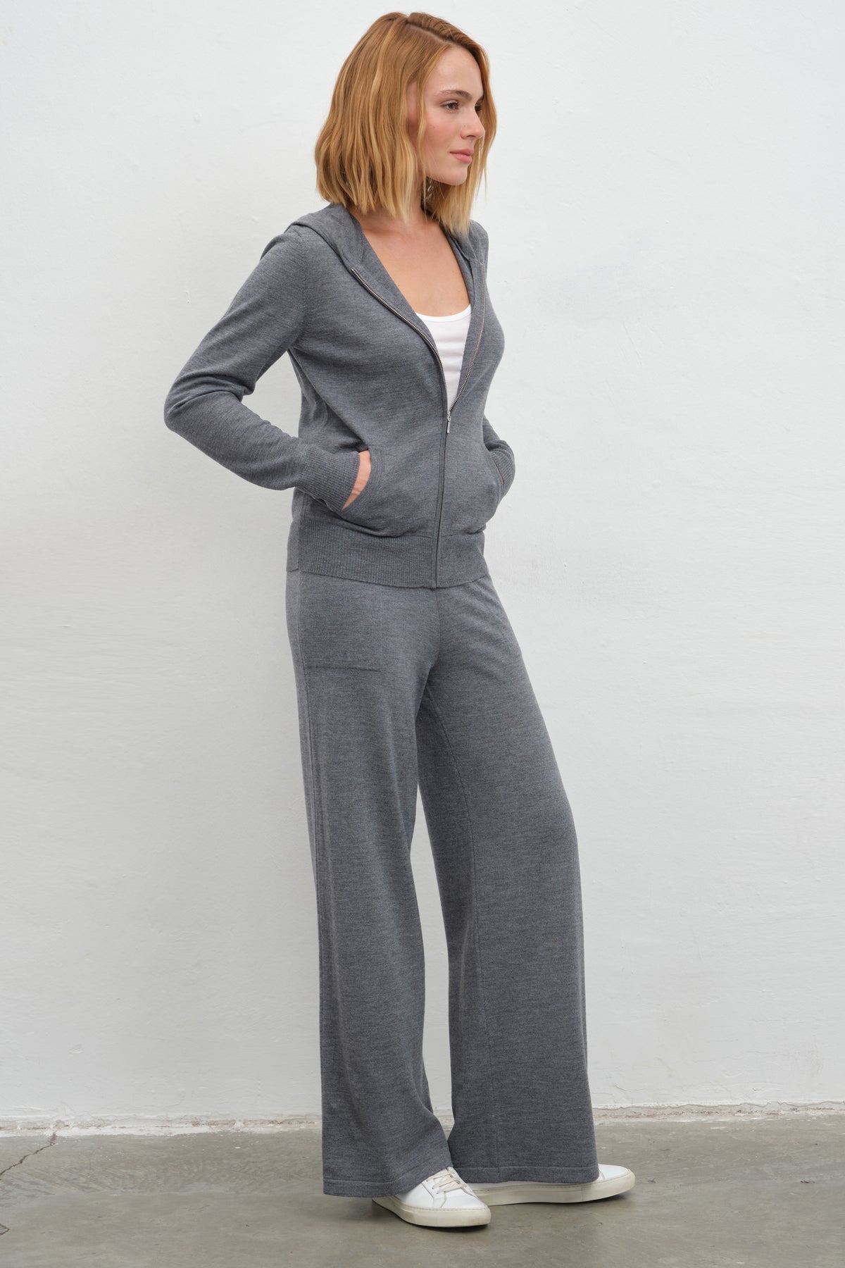 Fermuarlı Lightweight Merino Fitted Hoodie