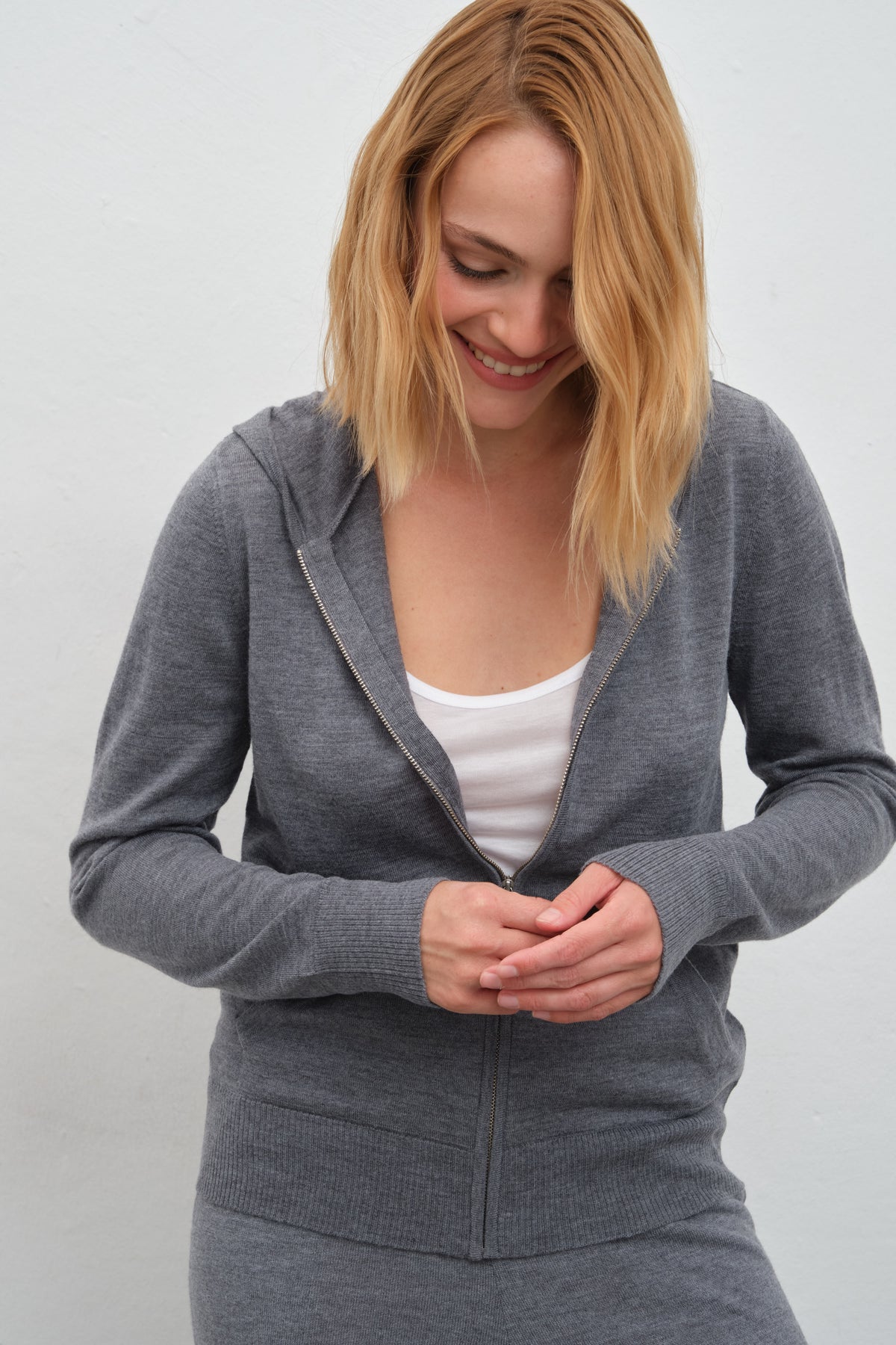 Fermuarlı Lightweight Merino Fitted Hoodie