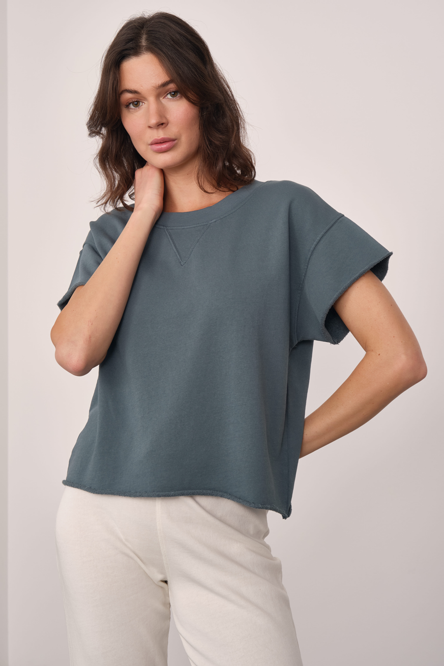 Garment-Dyed Lightweight Cotton Cropped Sweatshirt