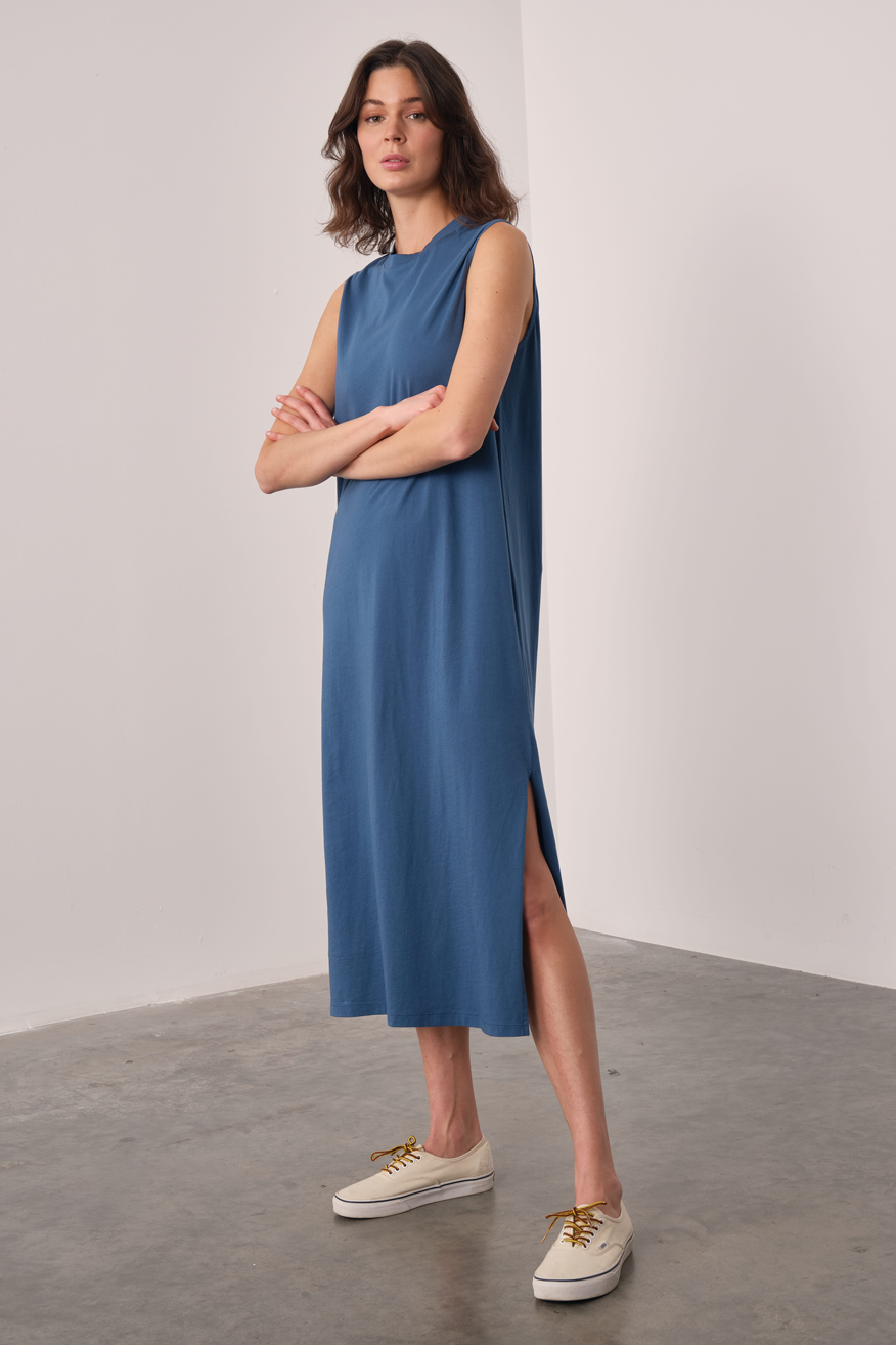 Garment-Dyed Cotton Midi Elbise