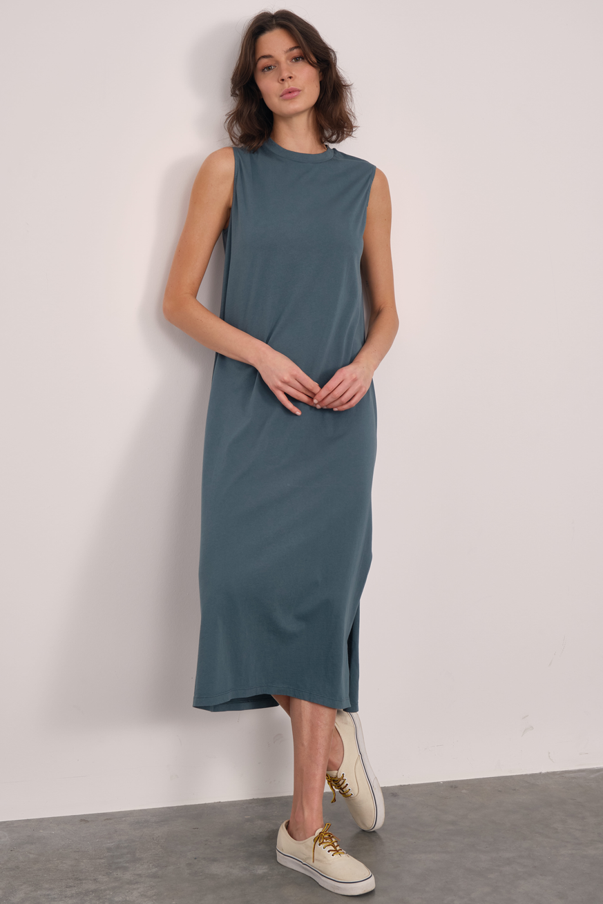 Garment-Dyed Cotton Midi Elbise