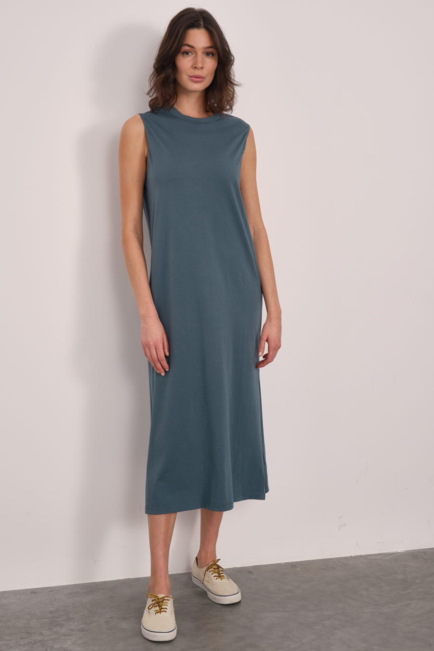 Garment-Dyed Cotton Midi Elbise