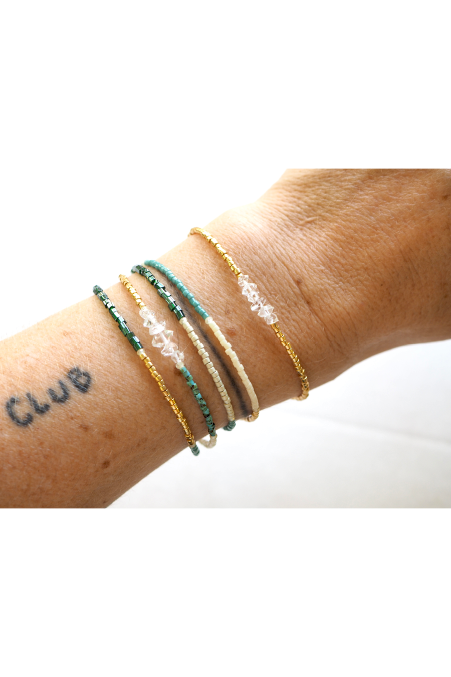 Emerald Herkimer Wrap Bracelet