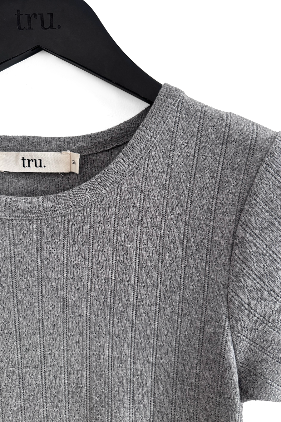 Pointelle Cotton Bisiklet Yakalı T-shirt