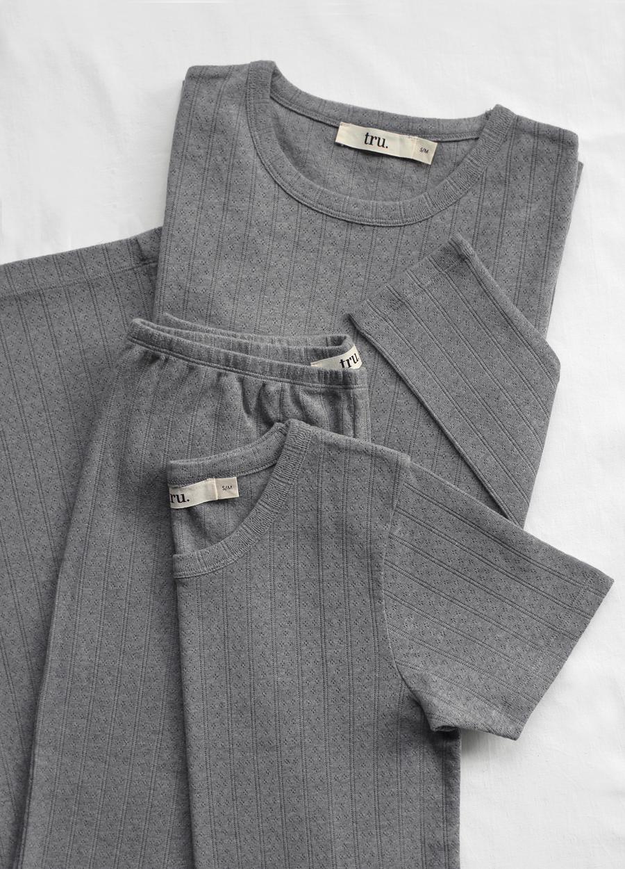 Pointelle Cotton Bisiklet Yakalı T-shirt