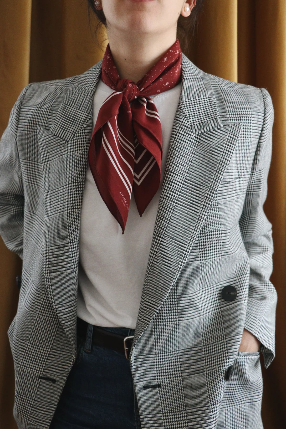 İpek Fular - Fleur Maroon