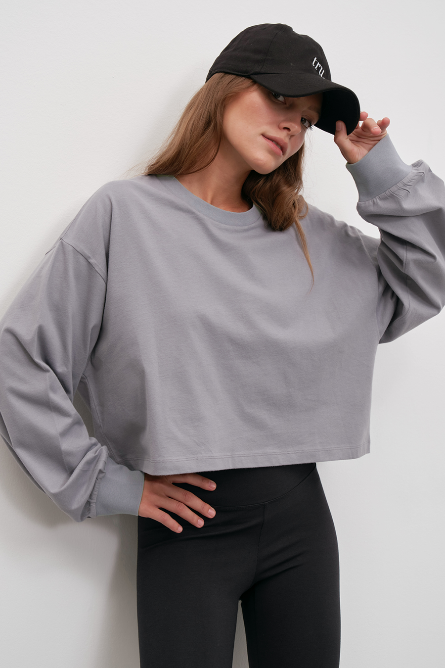 Cropped Oversize Midweight Brushed Cotton T-shirt