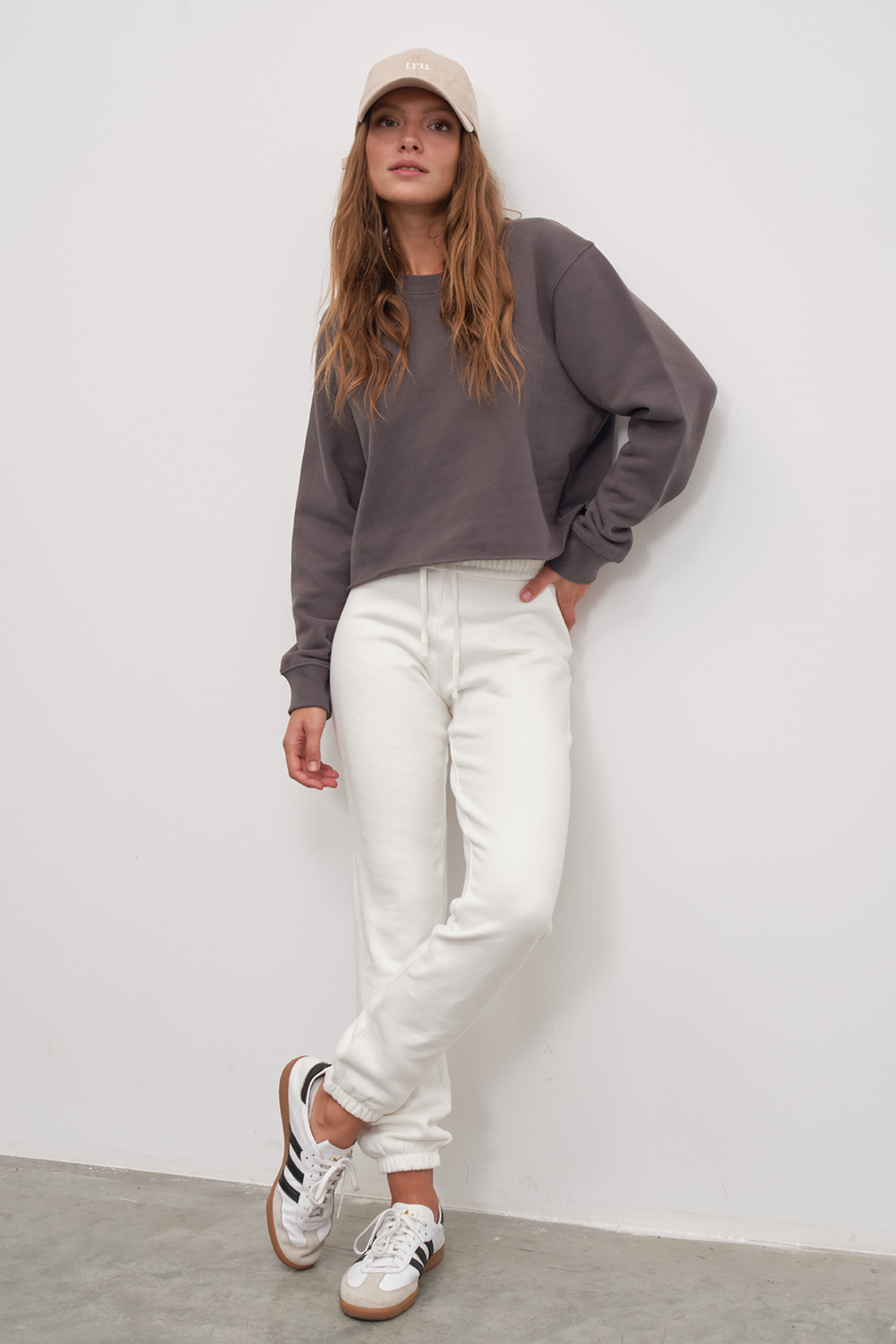 Cotton Fleece Cropped Oversize Sweatshirt