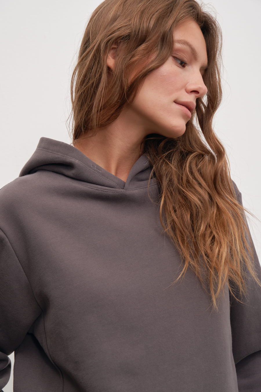 Cotton Fleece Cropped Oversize Hoodie