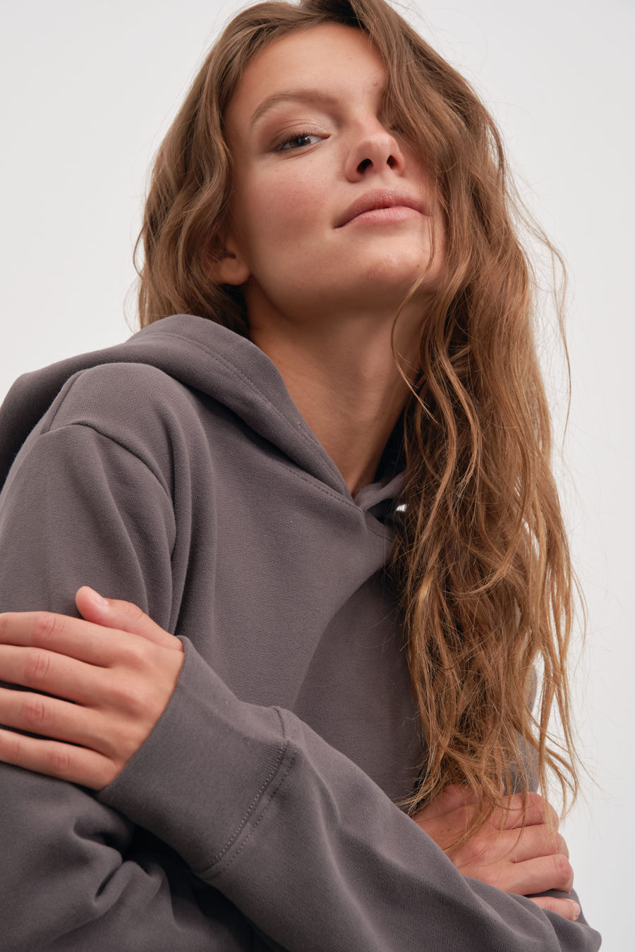 Cotton Fleece Cropped Oversize Hoodie