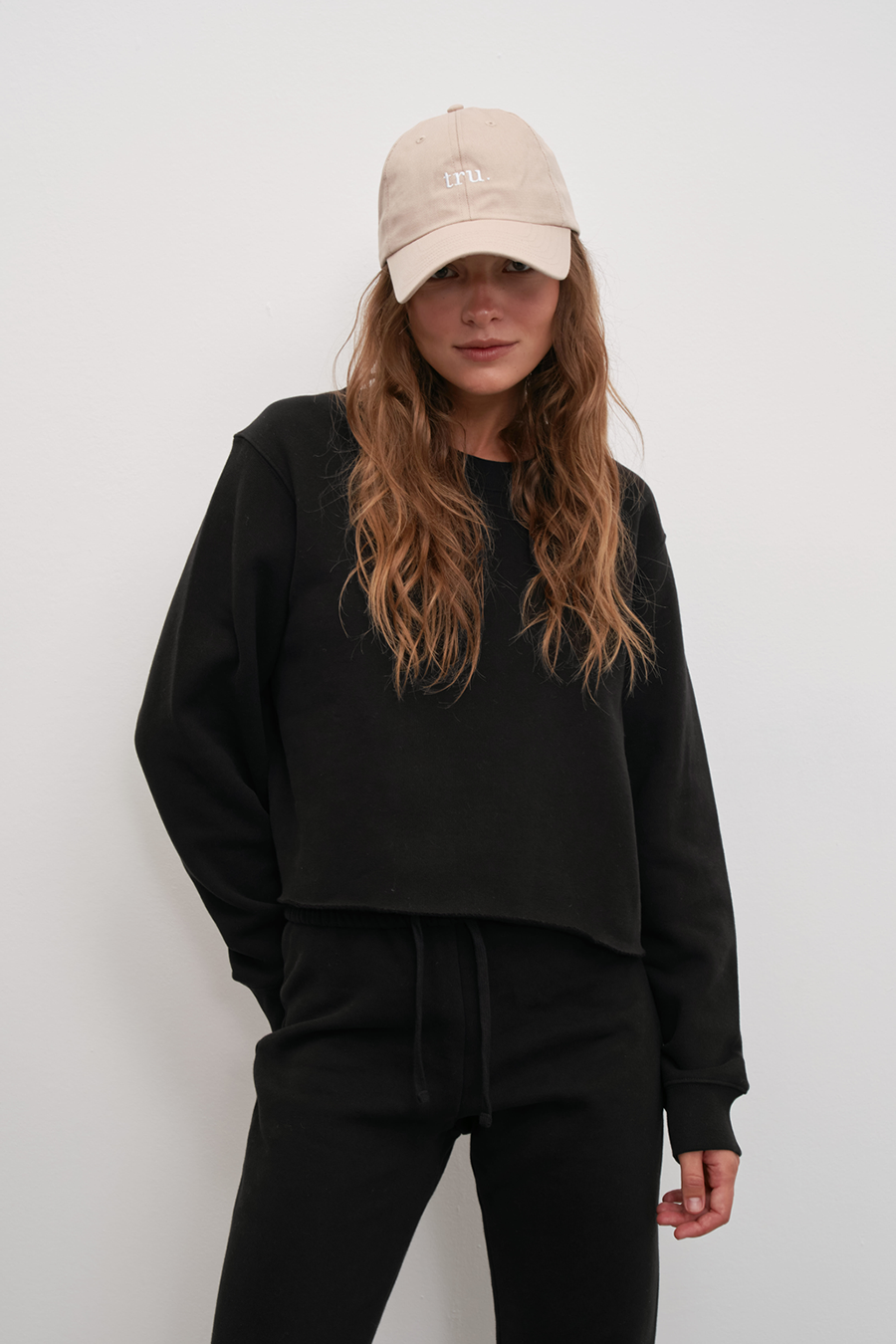 Cotton Fleece Cropped Oversize Sweatshirt