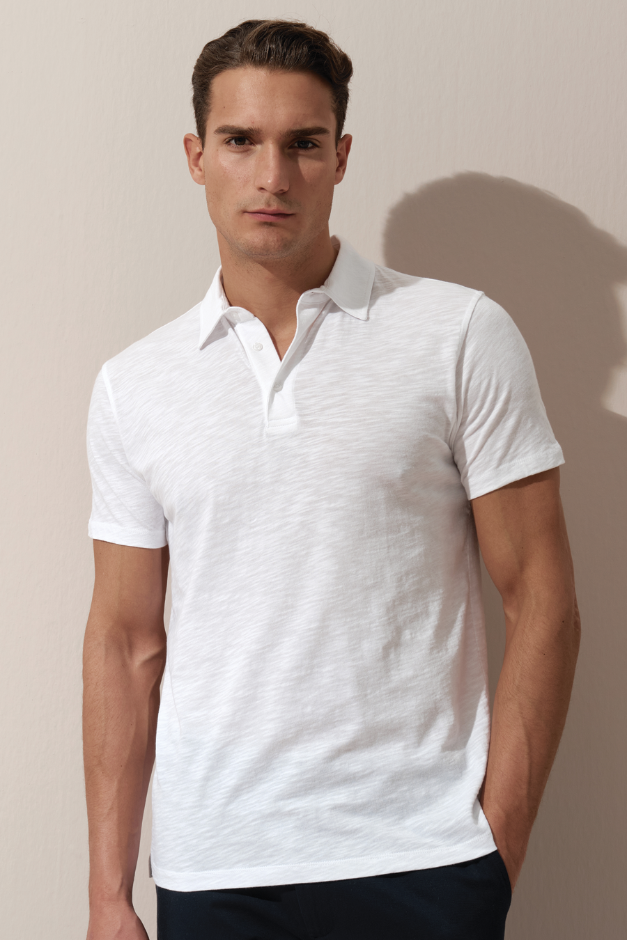 Polo Yakalı Flamlı Cotton T-shirt
