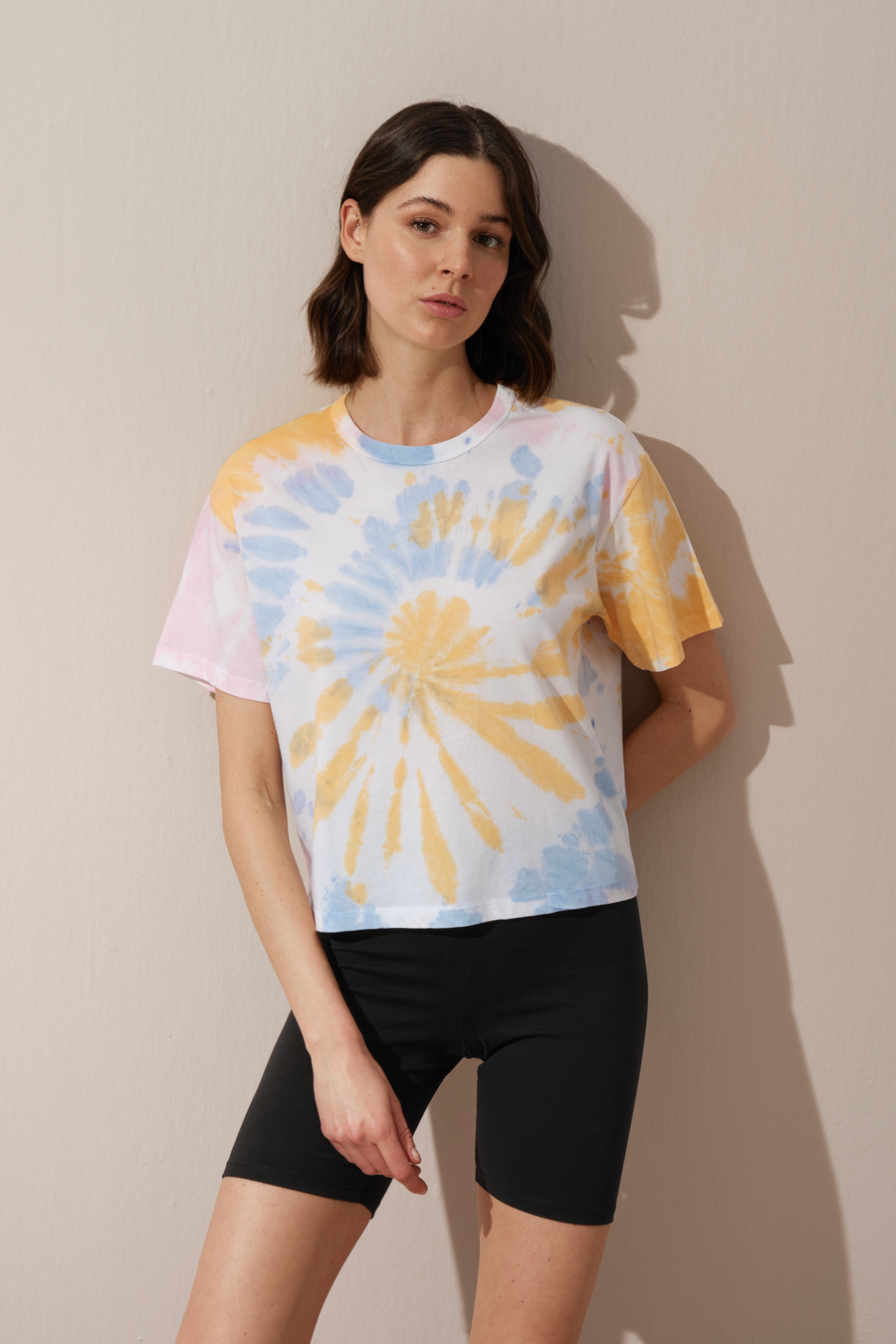Tie-Dyed Cotton Cropped T-shirt