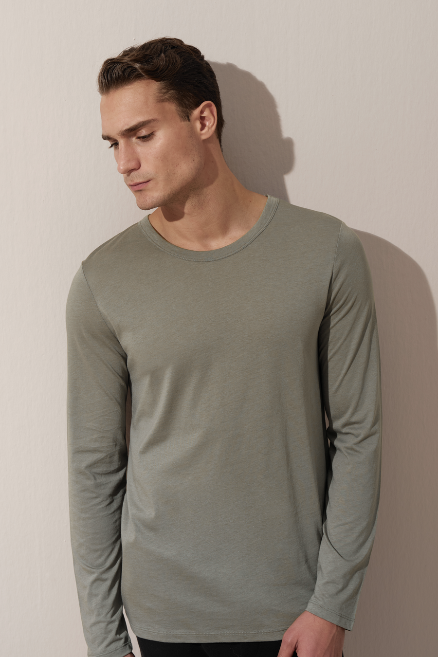 Sırt Dikiş Detaylı Uzun Kollu Cotton/Modal T-shirt